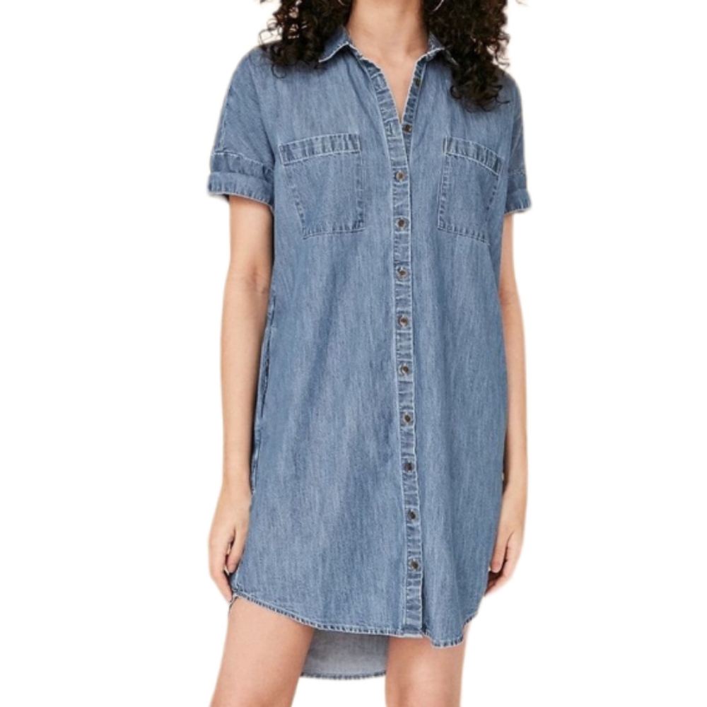 BDG Urban Outfitters Button-Down Denim High-Low Shirt Dress Size SP